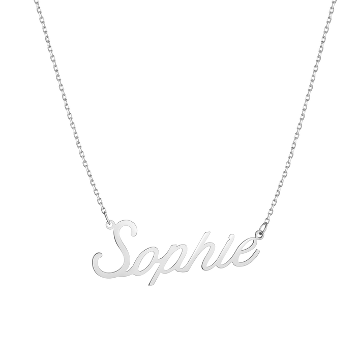 Custom Script Name Necklace Vermeil White Gold First