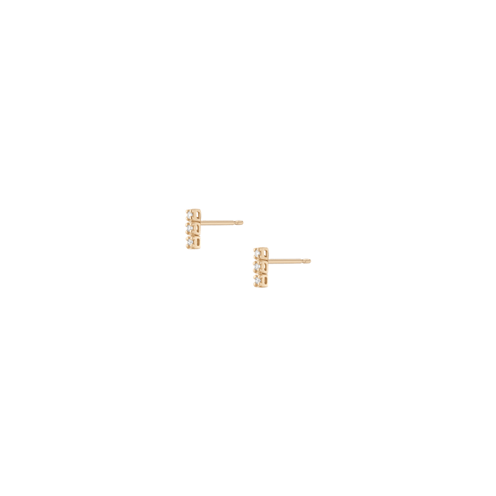 Petite Lab Grown Diamond Tennis Earrings 14k Yellow Gold 3 Diamonds Pair