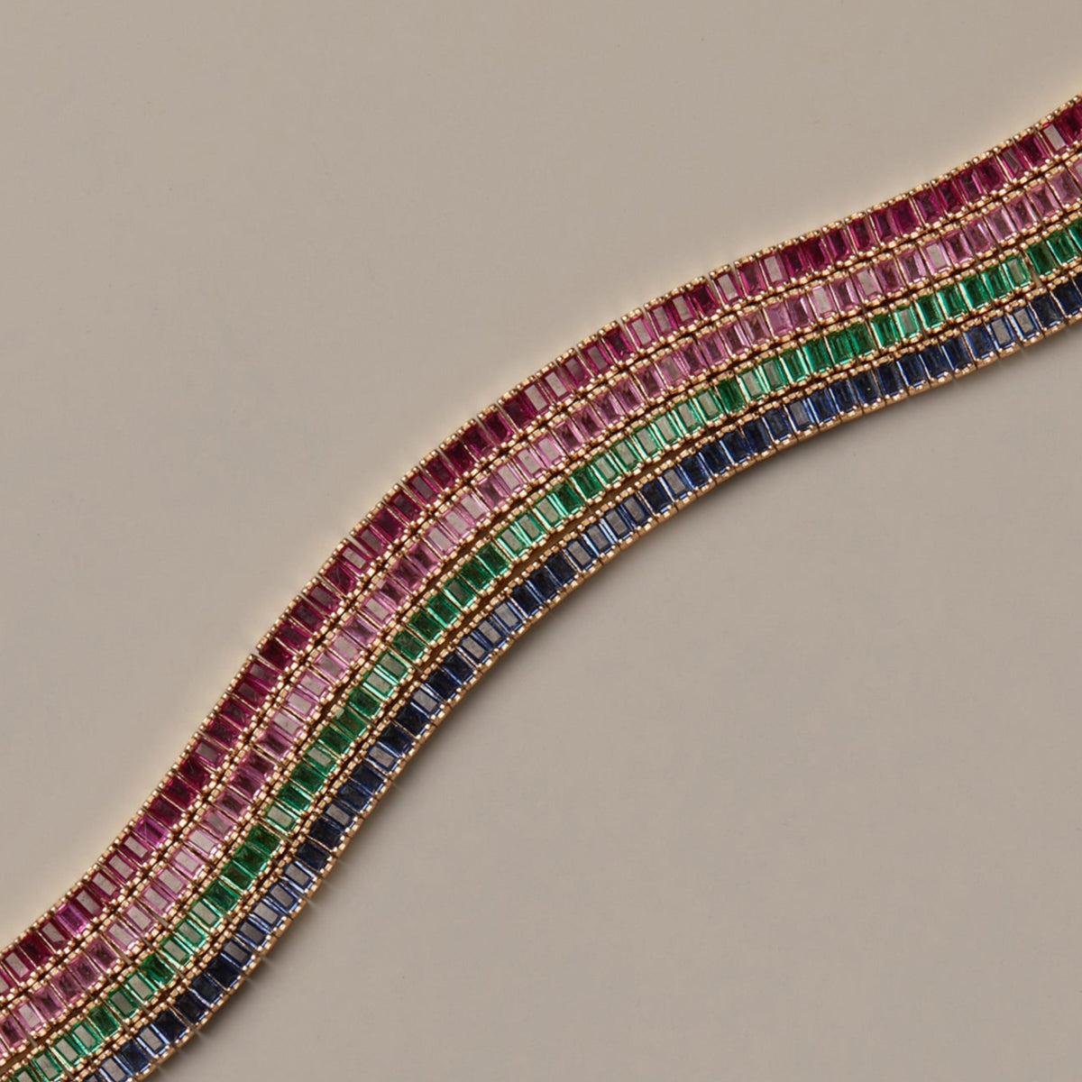 Lab Grown Green Emerald Baguette Tennis Necklace
