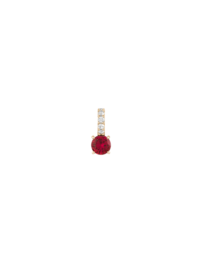 Round Cut Tennis Charm Pendant Vermeil Yellow Gold Lab Grown Red Ruby First