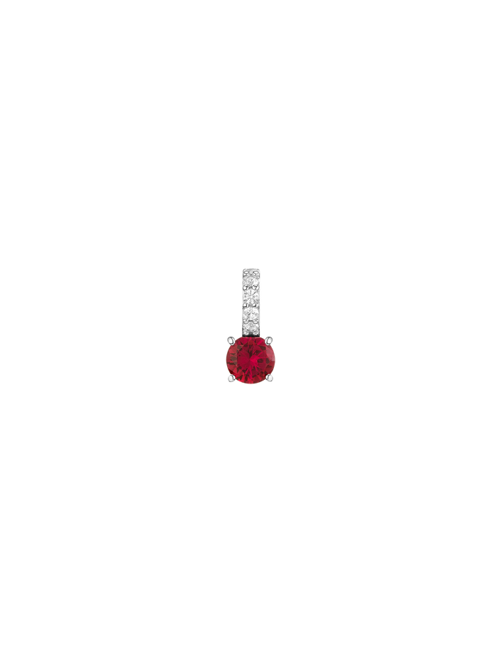 Round Cut Tennis Charm Pendant Vermeil White Gold Lab Grown Red Ruby First