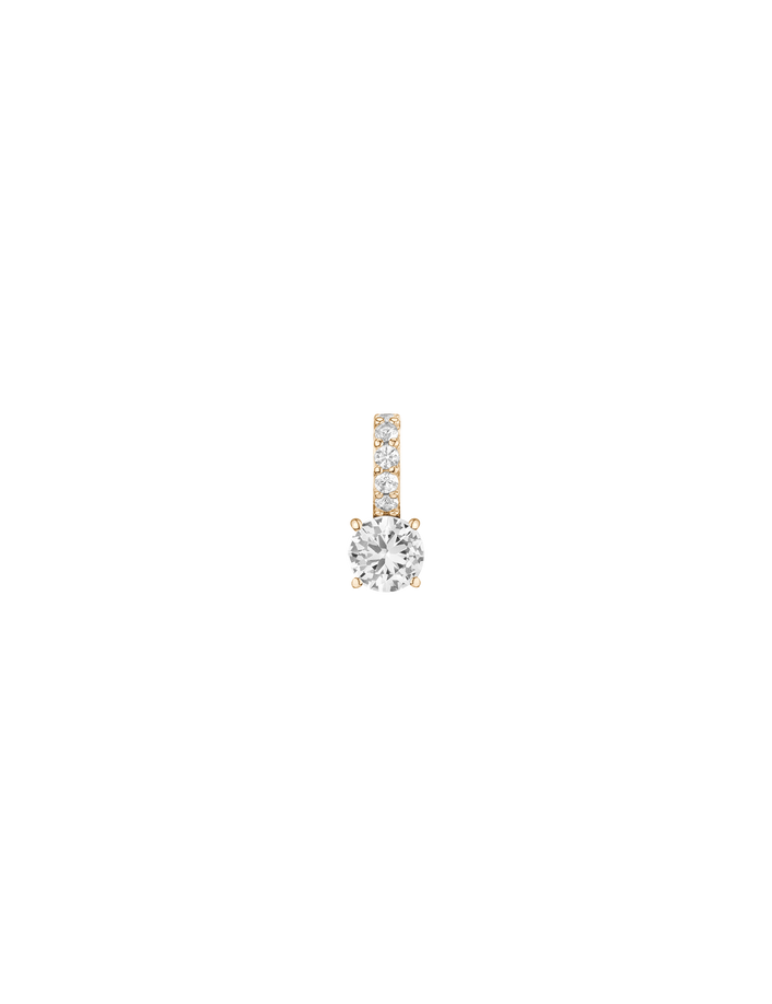 Round Cut Tennis Charm Pendant Vermeil Yellow Gold Lab Grown White Sapphire First