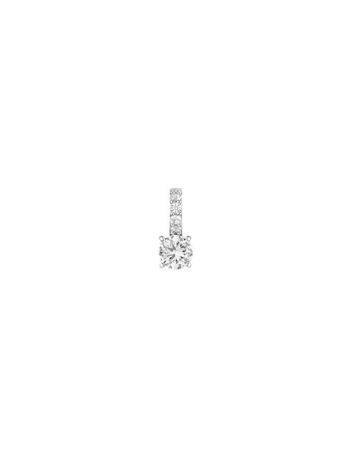 Round Cut Tennis Charm Pendant Vermeil White Gold Lab Grown White Sapphire First