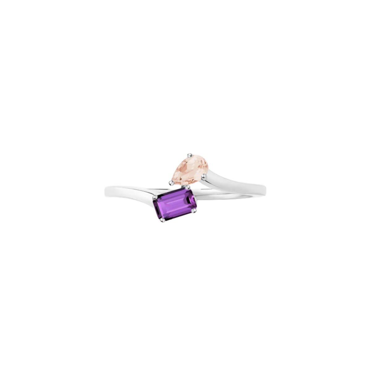 Toi et Moi Gemstone Mini Heirloom Ring - Amethyst & Morganite Vermeil White Gold First