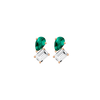Toi et Moi Gemstone Heirloom Earring - White Topaz & Green Emerald 14k Rose Gold Pair First