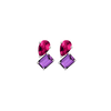 Toi et Moi Gemstone Heirloom Earring - Amethyst & Red Ruby Vermeil White Gold Single First