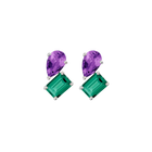 Toi et Moi Gemstone Heirloom Earring - Green Emerald & Amethyst