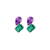 Toi et Moi Gemstone Heirloom Earring - Green Emerald & Amethyst Vermeil White Gold Single First
