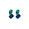Toi et Moi Gemstone Heirloom Earring - Blue Sapphire & Green Emerald Vermeil White Gold Single First