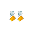 Toi et Moi Gemstone Heirloom Earring - Citrine & Aquamarine