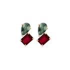 Toi et Moi Gemstone Heirloom Earring - Garnet & Green Tourmaline