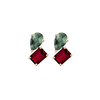 Toi et Moi Gemstone Heirloom Earring - Garnet & Green Tourmaline Vermeil Yellow Gold Single First
