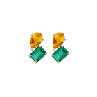 Toi et Moi Gemstone Heirloom Earring - Green Emerald & Citrine