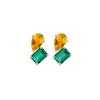 Toi et Moi Gemstone Heirloom Earring - Green Emerald & Citrine Vermeil Yellow Gold Single First