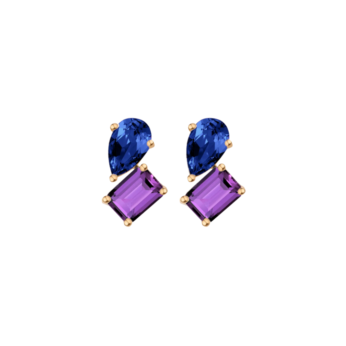 Toi et Moi Gemstone Heirloom Earring - Garnet & White Topaz Vermeil Yellow Gold Single First
