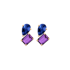 Toi et Moi Gemstone Heirloom Earring - Amethyst & Blue Sapphire