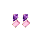 Toi et Moi Gemstone Heirloom Earring - Pink Tourmaline & Amethyst