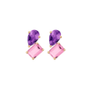 Toi et Moi Gemstone Heirloom Earring - Pink Tourmaline & Amethyst 14k Yellow Gold Single First