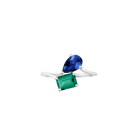 Toi et Moi Gemstone Heirloom Ring  - Green Emerald & Blue Sapphire