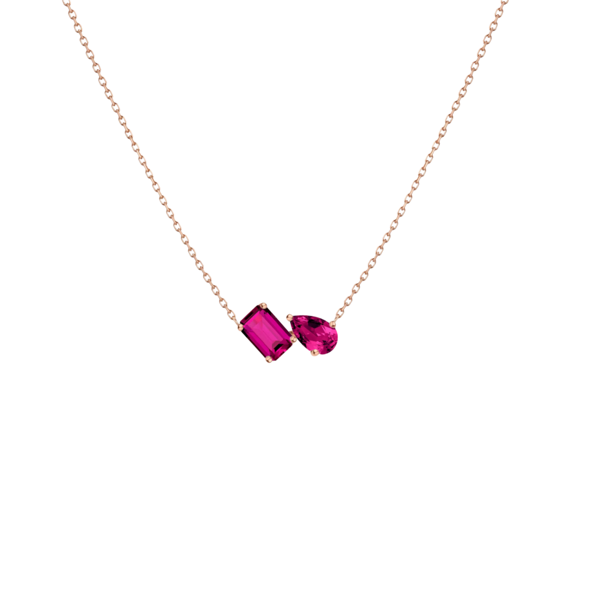 Toi et Moi Gemstone Mini Heirloom Necklace  - Red Ruby & Red Ruby Vermeil Rose Gold First