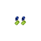 Toi et Moi Gemstone Mini Heirloom Earring  - Green Peridot & Blue Sapphire