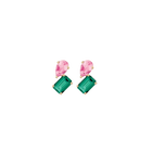 Toi et Moi Gemstone Mini Heirloom Earring  - Green Emerald & Pink Tourmaline