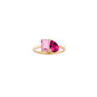 Toi et Moi Gemstone Classic Ring  - Pink Tourmaline & Red Ruby