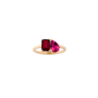 Toi et Moi Gemstone Classic Ring  - Red Garnet & Red Ruby