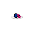 Toi et Moi Gemstone Classic Ring  - Blue Sapphire & Red Ruby