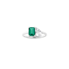 Toi et Moi Gemstone Classic Ring  - Green Emerald & White Topaz