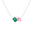 Toi et Moi Gemstone Heirloom Necklace - Green Emerald & Pink Tourmaline