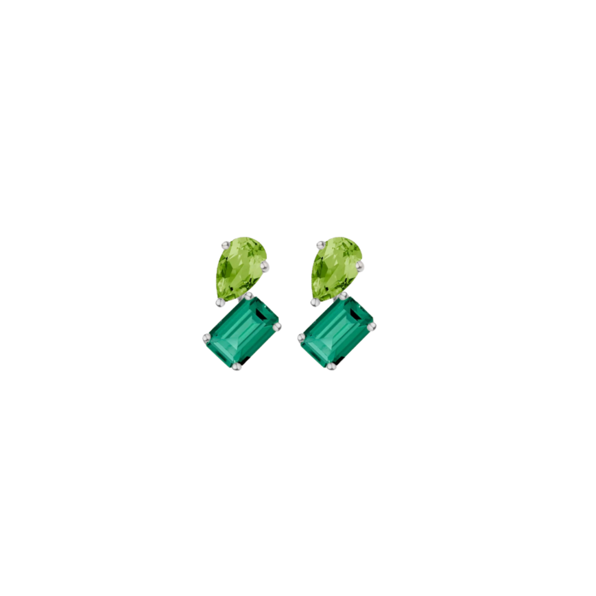Toi et Moi Gemstone Mini Heirloom Earring - Green Emerald & Peridot Vermeil Yellow Gold Single First
