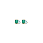 Toi et Moi Gemstone Mini Classic Earring - Green Emerald & Aquamarine