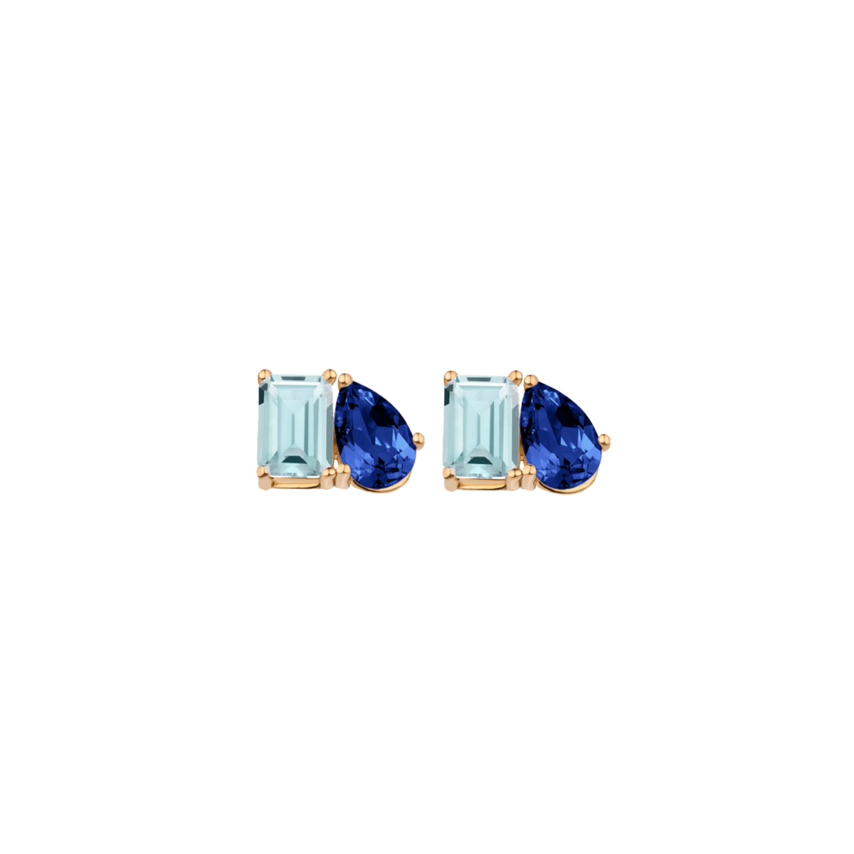Toi et Moi Gemstone Classic Earring - Aquamarine & Blue Sapphire Vermeil Yellow Gold Single First