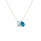 Toi et Moi Gemstone Classic Necklace - Aquamarine & London Blue Topaz