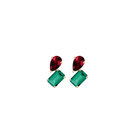 Toi et Moi Gemstone Mini Heirloom Earring - Green Emerald & Red Garnet