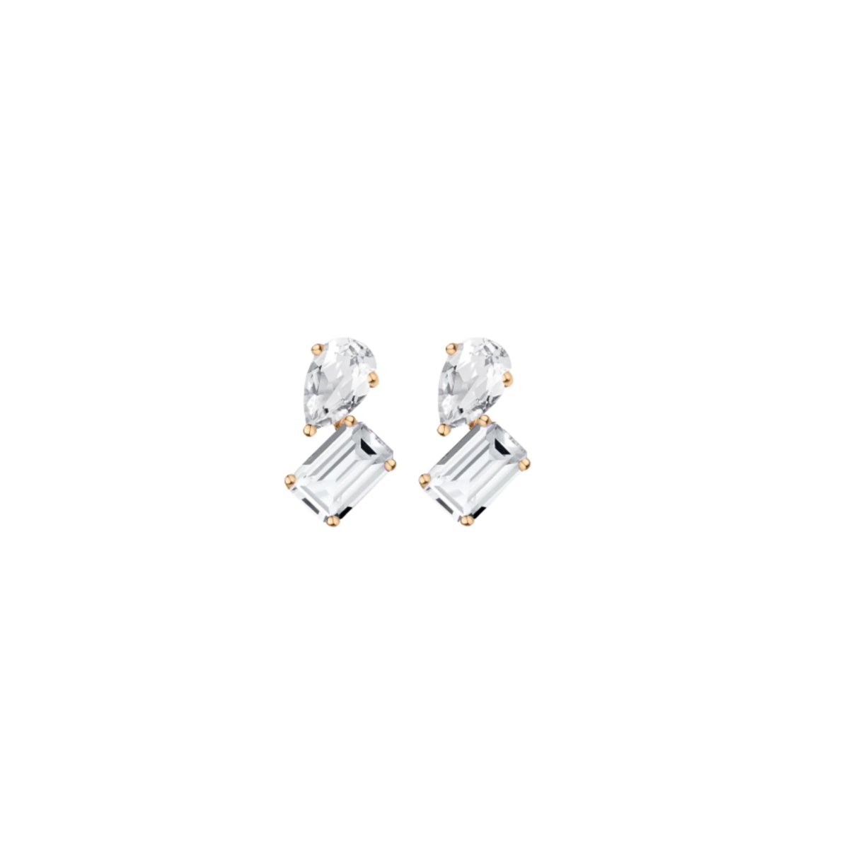 Toi et Moi Gemstone Mini Heirloom Earring - White Topaz & White Topaz Vermeil Yellow Gold Single First