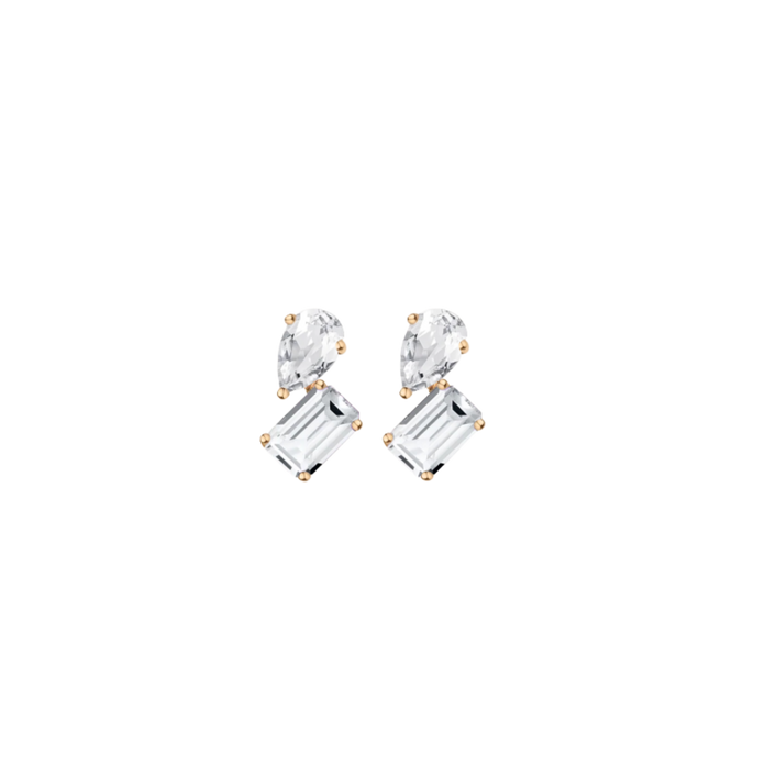 Toi et Moi Gemstone Mini Heirloom Earring - White Topaz & White Topaz Vermeil Yellow Gold Single First
