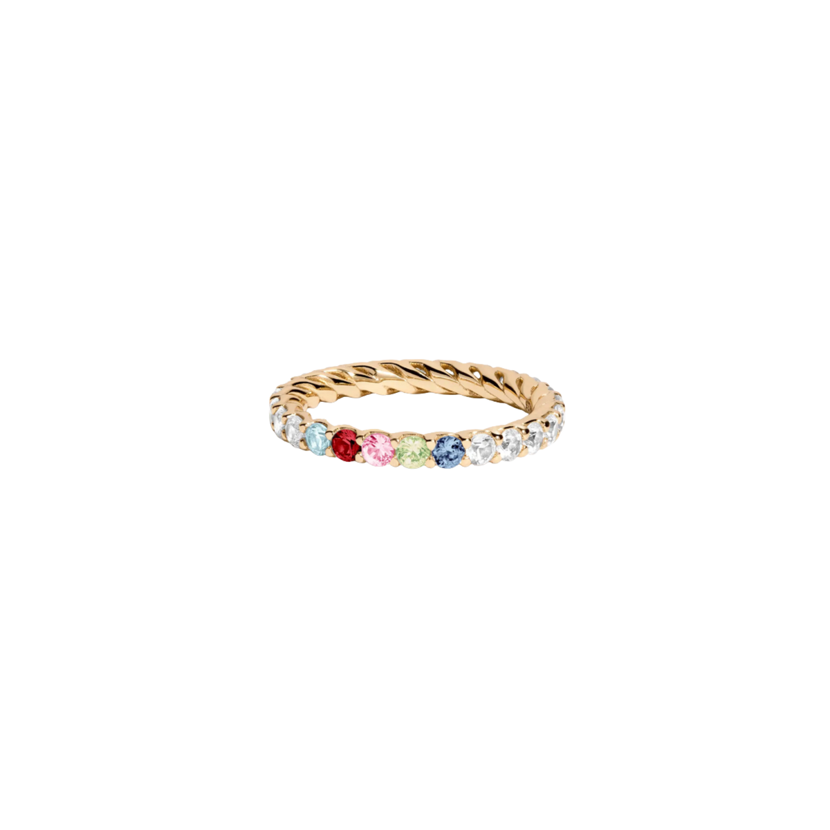 Lab Grown White Sapphire Birthstone Heritage Ring Vermeil Yellow Gold First