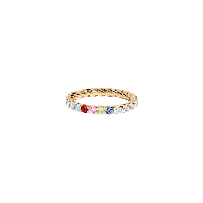 Lab Grown White Sapphire Birthstone Heritage Ring Vermeil Yellow Gold First