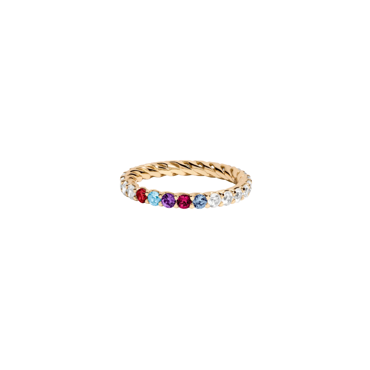 Lab Grown White Sapphire Birthstone Heritage Ring Vermeil Yellow Gold First