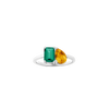 Toi et Moi Gemstone Classic Ring - Green Emerald & Citrine 14k White Gold First