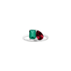 Toi et Moi Gemstone Classic Ring - Green Emerald & Garnet Vermeil White Gold First