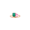 Toi et Moi Gemstone Classic Ring - Green Emerald & Pink Tourmaline Vermeil Rose Gold First