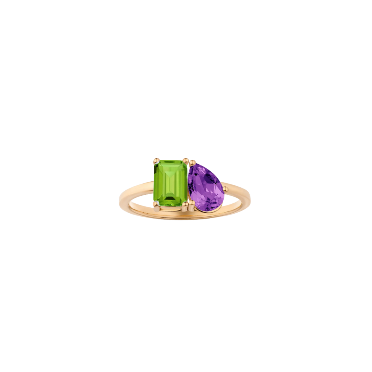 Toi et Moi Gemstone Classic Ring - Peridot & Amethyst Vermeil Yellow Gold First