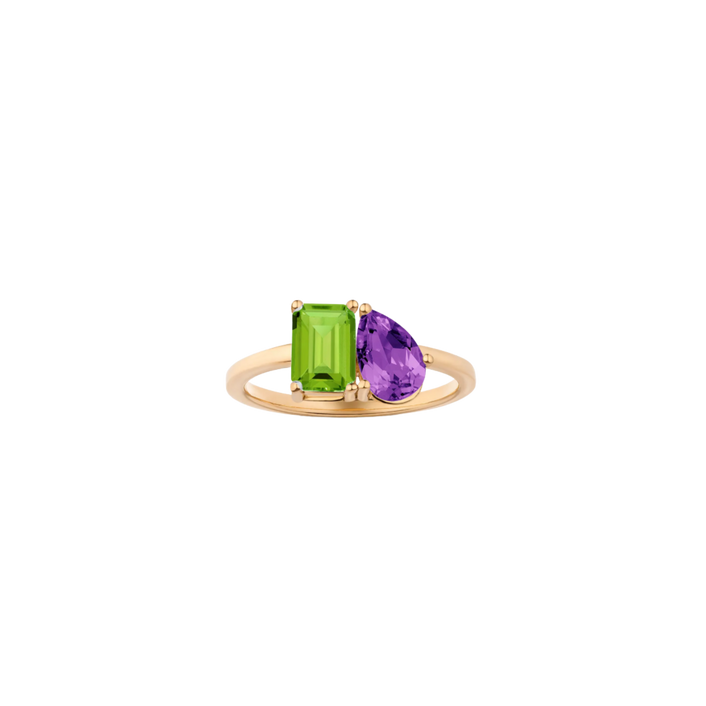 Toi et Moi Gemstone Classic Ring - Peridot & Amethyst Vermeil Yellow Gold First