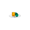 Toi et Moi Gemstone Classic Ring - Citrine & Green Emerald Vermeil White Gold First