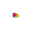 Toi et Moi Gemstone Classic Ring - Red Ruby & Citrine Vermeil White Gold First