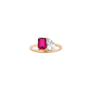 Toi et Moi Gemstone Classic Ring - Red Ruby & White Topaz Vermeil Yellow Gold First