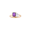 Toi et Moi Gemstone Classic Ring - Amethyst & White Topaz 14k Yellow Gold First